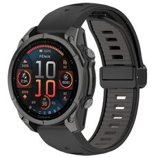 Per Garmin Fenix ​​8 AMOLED 43mm cinturino magnetico in silicone bicolore (nero+grigio)