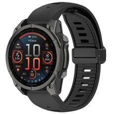 Per Garmin Fenix ​​8 AMOLED 43mm cinturino magnetico in silicone bicolore (nero)
