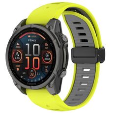 Per Garmin Fenix ​​8 AMOLED 43mm Cinturino magnetico in silicone bicolore (lime+grigio)