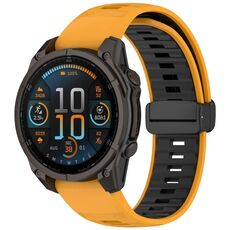 Per Garmin Fenix ​​8 AMOLED 47mm Cinturino magnetico in silicone bicolore (arancione+nero)