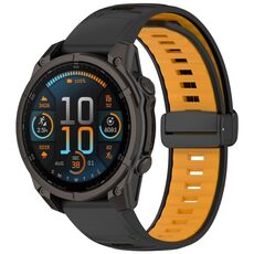Per Garmin Fenix ​​8 AMOLED 47mm Cinturino magnetico in silicone bicolore (nero+arancione)