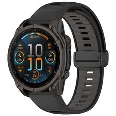 Per Garmin Fenix ​​8 AMOLED 47mm cinturino magnetico in silicone bicolore (nero+grigio)