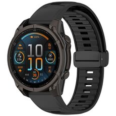 Per Garmin Fenix ​​8 AMOLED 47mm cinturino magnetico in silicone bicolore (nero)