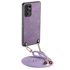 Per Samsung Galaxy S24 Ultra 5G Custodia per telefono in pelle vintage con retro in PC e tracolla (viola)