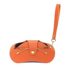Custodia per occhiali da sole portatile antigraffio e resistente all'usura in pelle PU, stile: modello con maniglia arancione