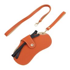 Custodia per occhiali da sole portatile antigraffio e resistente all'usura in pelle PU, stile: tracolla + maniglia modello arancione