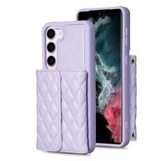 Per Samsung Galaxy S23 5G Custodia a portafoglio orizzontale in pelle rombica (viola)