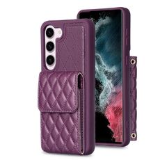 Per Samsung Galaxy S23 5G Portafoglio verticale Custodia in pelle rombica (viola scuro)