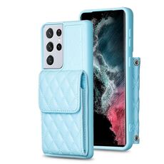 Per Samsung Galaxy S21 Ultra 5G Portafoglio verticale Custodia in pelle rombica (blu)