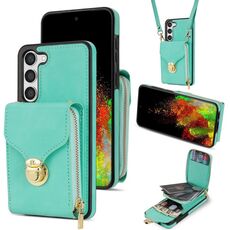 Per Samsung Galaxy S23+ 5G Custodia a portafoglio per scheda hardware con cerniera (verde menta)