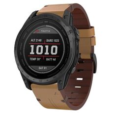 Per Garmin Tactix 7 26mm cinturino in pelle con fibbia in acciaio (marrone chiaro)