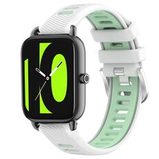 Per Xiaomi Haylou RT2 LS10 22mm Cinturino sportivo in silicone con fibbia in acciaio bicolore (bianco + verde acqua)