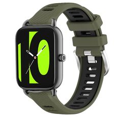 Per Xiaomi Haylou RT2 LS10 22mm Cinturino sportivo in silicone con fibbia in acciaio bicolore (verde militare + nero)