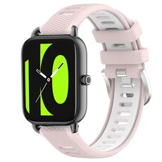 Per Xiaomi Haylou RT2 LS10 22mm Cinturino sportivo in silicone con fibbia in acciaio bicolore (rosa + bianco)