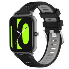 Per Xiaomi Haylou RT2 LS10 22mm Cinturino sportivo in silicone con fibbia in acciaio bicolore (nero + grigio)