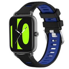 Per Xiaomi Haylou RT2 LS10 22mm Cinturino sportivo in silicone con fibbia in acciaio bicolore (nero + blu)