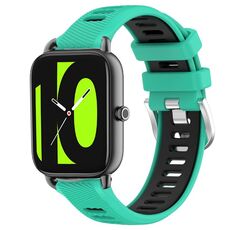 Per Xiaomi Haylou RT2 LS10 22mm Cinturino sportivo in silicone con fibbia in acciaio bicolore (lago blu + nero)