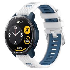 Per Xiaomi Haylou RS4 LS12 22mm Cinturino sportivo in silicone con fibbia in acciaio bicolore (bianco + blu)