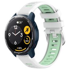 Per Xiaomi Haylou RS4 LS12 22mm Cinturino sportivo in silicone con fibbia in acciaio bicolore (bianco + verde acqua)