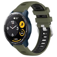 Per Xiaomi Haylou RS4 LS12 22mm Cinturino sportivo in silicone con fibbia in acciaio bicolore (verde militare + nero)