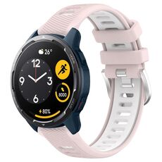 Per Xiaomi Haylou RS4 LS12 22mm Cinturino sportivo in silicone con fibbia in acciaio bicolore (rosa + bianco)