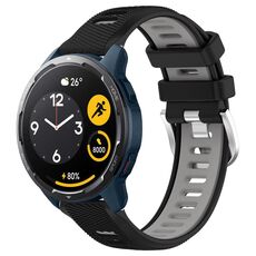 Per Xiaomi Haylou RS4 LS12 22mm Cinturino sportivo in silicone con fibbia in acciaio bicolore (nero + grigio)