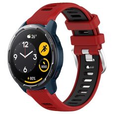 Per Xiaomi Haylou RS4 LS12 22mm Cinturino sportivo in silicone con fibbia in acciaio bicolore (rosso + nero)