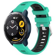 Per Xiaomi Haylou RS4 LS12 22mm Cinturino sportivo in silicone con fibbia in acciaio bicolore (lago blu + nero)