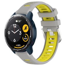 Per Xiaomi Haylou RS4 LS12 22mm Cinturino sportivo in silicone con fibbia in acciaio bicolore (grigio + giallo)