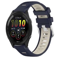 Per Garmin Forerunner 265 22mm Cinturino sportivo in silicone con fibbia in acciaio bicolore (blu notte + luce stellare)