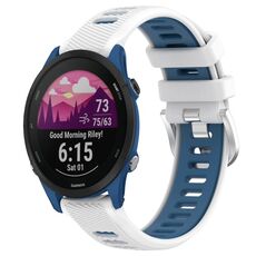 Per Garmin Forerunner 255 Music 22mm Cinturino sportivo in silicone con fibbia in acciaio bicolore (bianco + blu)
