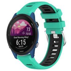 Per Garmin Forerunner 255 Music 22mm Cinturino sportivo in silicone con fibbia in acciaio bicolore (lago blu + nero)