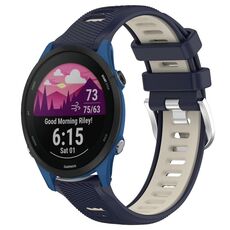 Per Garmin Forerunner 255 Music 22mm Cinturino sportivo in silicone con fibbia in acciaio bicolore (blu notte + luce stellare)
