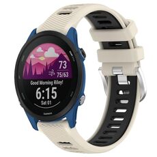 Per Garmin Forerunner 255 Music 22mm Cinturino sportivo in silicone con fibbia in acciaio bicolore (Starlight + nero)