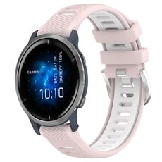 Per Garmin Venu 2 22mm cinturino sportivo in silicone con fibbia in acciaio bicolore (rosa + bianco)