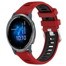 Per Garmin Venu 2 22mm cinturino sportivo in silicone con fibbia in acciaio bicolore (rosso + nero)