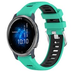 Per cinturino sportivo in silicone con fibbia in acciaio bicolore da 22 mm Garmin Venu 2 (blu lago + nero)