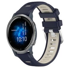 Per Garmin Venu 2 22mm cinturino sportivo in silicone con fibbia in acciaio bicolore (blu notte + luce stellare)