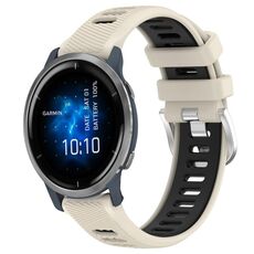 Per Garmin Venu 2 22mm cinturino sportivo in silicone con fibbia in acciaio bicolore (Starlight + nero)
