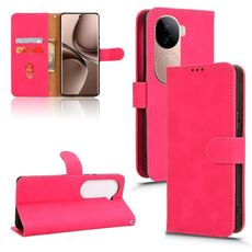 Per vivo V40e 5G India / iQOO Z9s 5G Custodia in pelle magnetica con chiusura magnetica (rosso rosa)