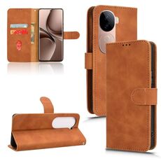 Per vivo V40e 5G India / iQOO Z9s 5G Custodia in pelle magnetica con effetto pelle (marrone)