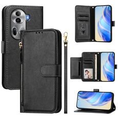 For OPPO Reno11 Pro 5G Global Multi-Card Slots Zipper Wallet Leather Phone Case(Black)
