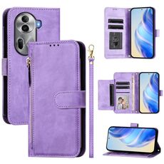 For OPPO Reno11 Pro 5G Global Multi-Card Slots Zipper Wallet Leather Phone Case(Purple)