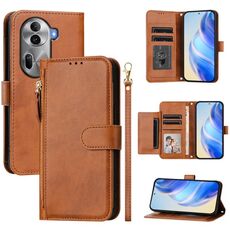 For OPPO Reno11 Pro 5G Global Multi-Card Slots Zipper Wallet Leather Phone Case(Brown)