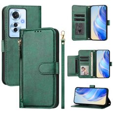 For OPPO Reno11 F 5G Global Multi-Card Slots Zipper Wallet Leather Phone Case(Green)