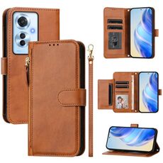 For OPPO Reno11 F 5G Global Multi-Card Slots Zipper Wallet Leather Phone Case(Brown)