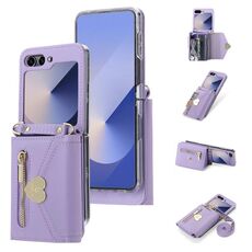 Per Samsung Galaxy Z Flip6 POLA Love Buckle Multi-Card Slots Zipper Wallet Custodia per telefono (viola)