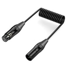 XLR 3 Pin Male to XLR 3 Pin Female Audio Microphone Balanced Shielded Coiled Pure Copper Cable, Length: 0.5m