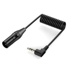 Cavo audio a spirale ad angolo retto con nucleo in rame placcato oro da 3,5 mm a XLR maschio, lunghezza: 0,5 m