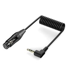 Cavo audio a spirale ad angolo retto con nucleo in rame placcato oro da 3,5 mm a XLR femmina, lunghezza: 0,5 m